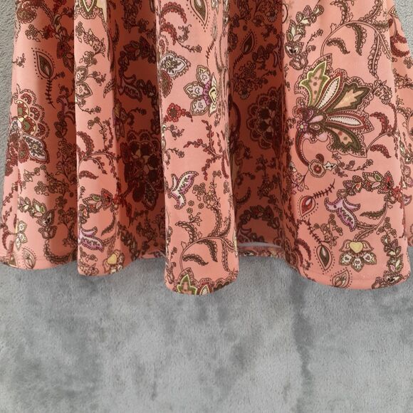 Copper Key Women Sz XL Peach Paisley Sleeveless Halter Fit Flare Dress Coquette - Picture 6 of 10